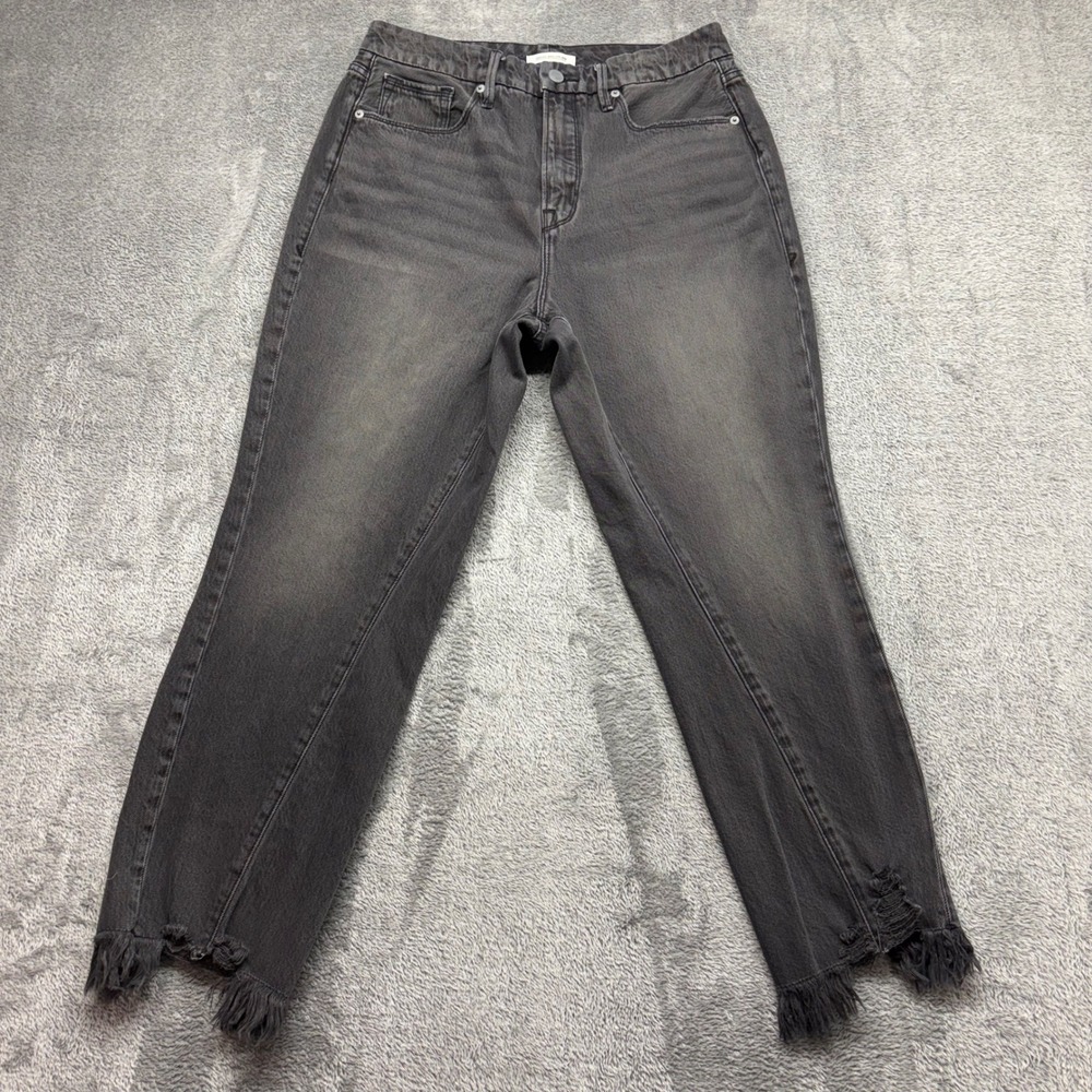 Good American Good Vintage Jeans Womens 8/29 Black‎ Excellent Raw Hem High Rise